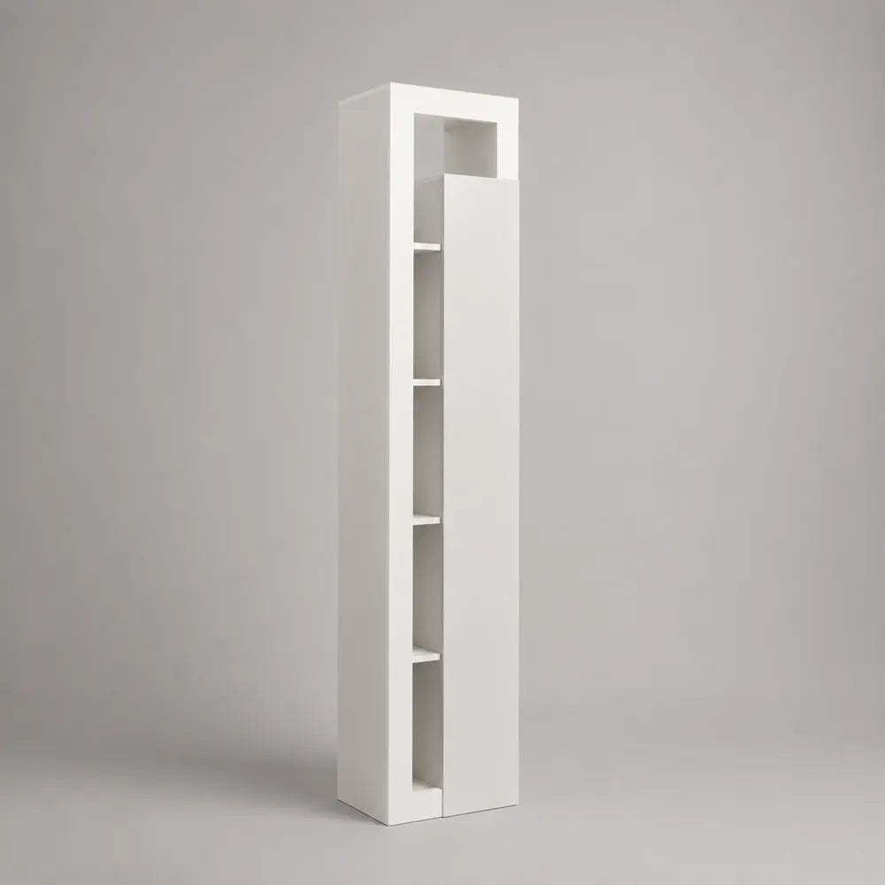 Colonne de salle de bain 35 x 30 x 180 cm blanc MDF étagères ouvertes et porte rangement vertical