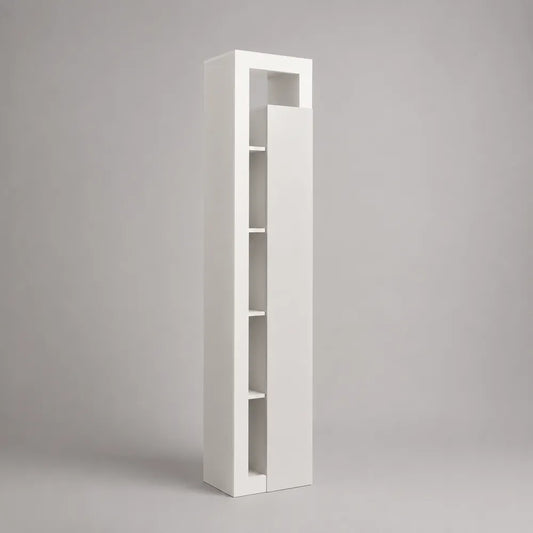 Colonne de salle de bain 35 x 30 x 180 cm blanc MDF étagères ouvertes et porte rangement vertical